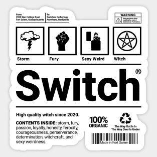 Switch Shipping Label - Motherland: Fort Salem (Black Font) Sticker